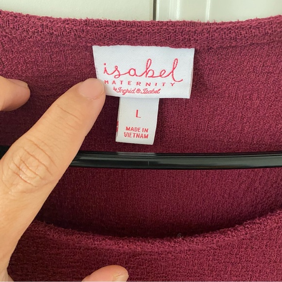 Isabel Maternity Size Large Blouse Maroon Long Sleeves Burgundy - Picture 3 of 4